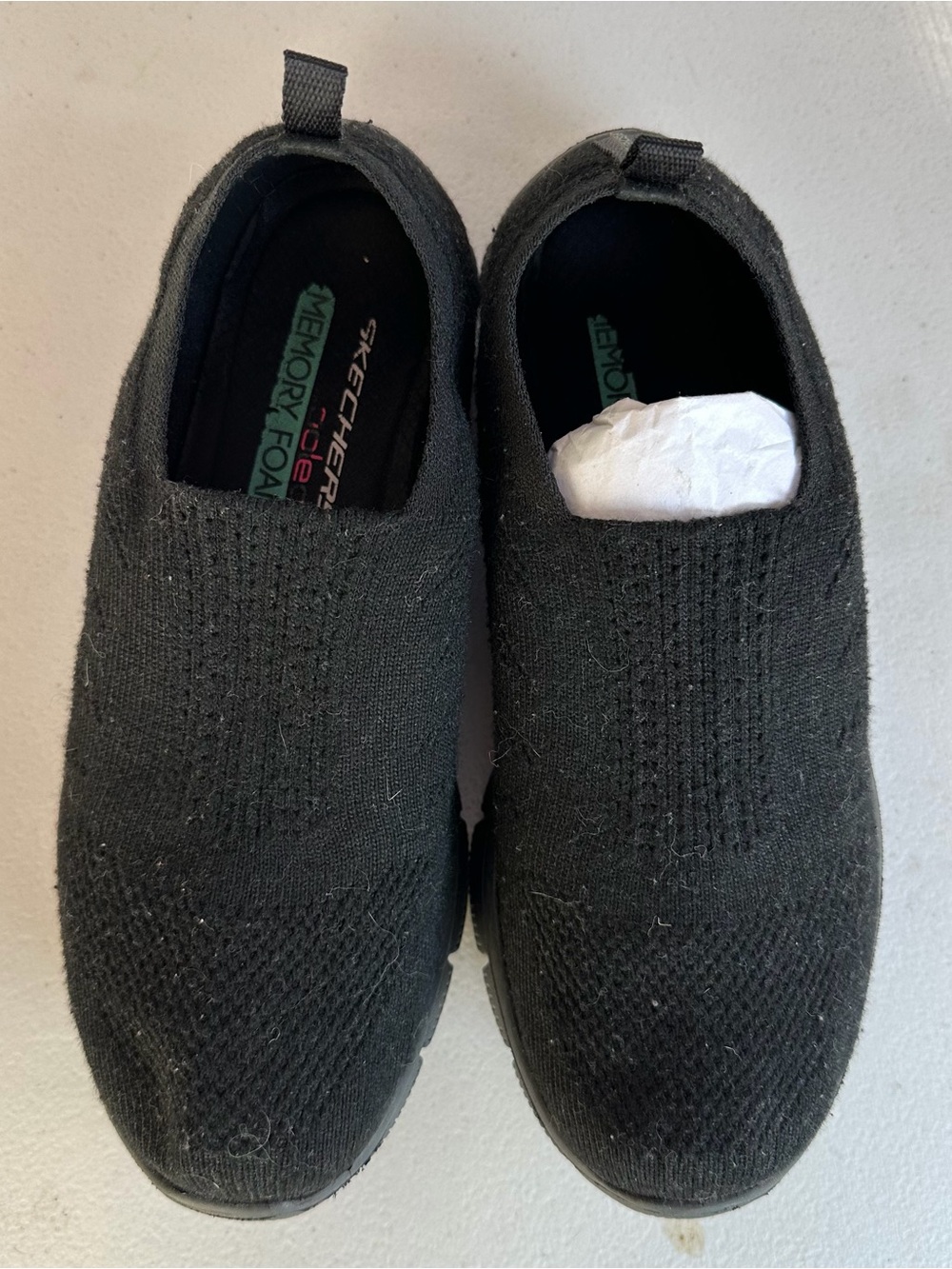 Skechers Black Knit Slip-On Memory Foam Loafers